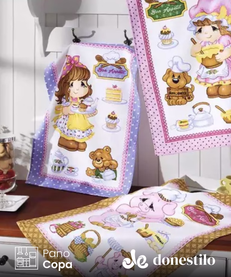 Pano de Copa Dohler Prata Happy Kitchen 45 cm X 65 cm