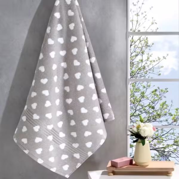 Toalha de Banho Dohler Prisma Love01 70 cm X 1,40 m Cinza