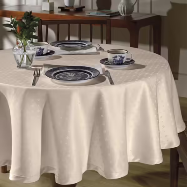 Toalha de Mesa Redonda Dohler 4 lugares Requinte II TJ5796 1,60 m bege