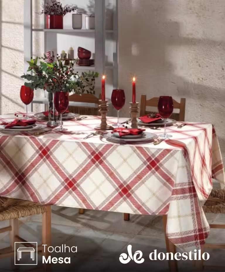 Toalha de Mesa Quadrada Dohler 4 lugares Celebra Natal 99 medidas 1,60X1,60 m