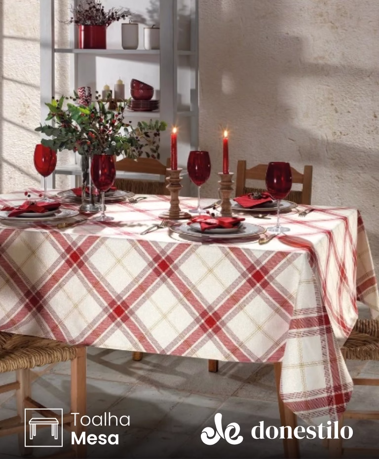 Toalha de Mesa Quadrada Dohler 4 lugares Celebra Natal 99 medidas 1,60X1,60 m