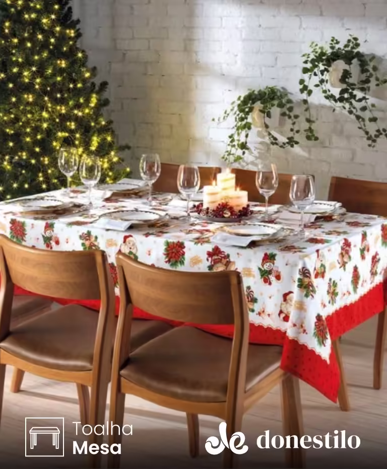 Toalha de Mesa Retangular Dohler 6 lugares Athenas Natal 111 medidas 1,40X2,10m