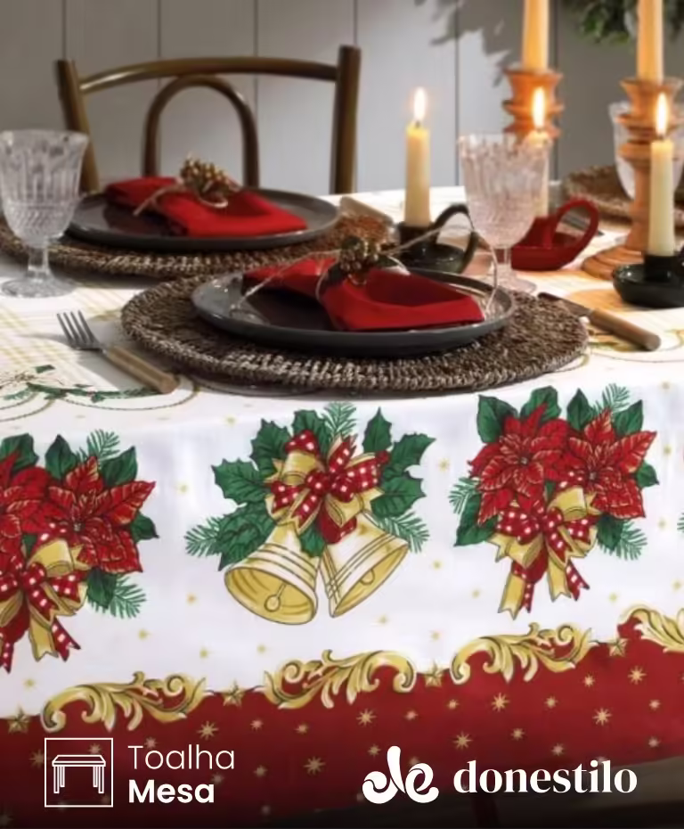 Toalha de Mesa Retangular Dohler 8 lugares Athenas Natal 107 medidas 1,60X2,50 m