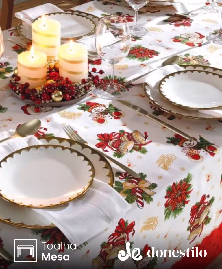 Toalha de Mesa Retangular Dohler 8 lugares Athenas Natal 111 medidas 1,60X2,50m