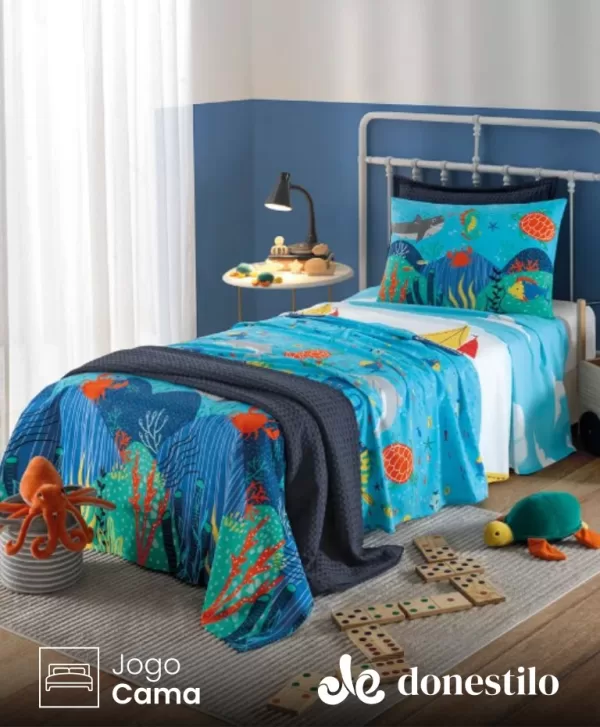 Jogo de Cama Infantil 3 Peças Döhler Sea Fun