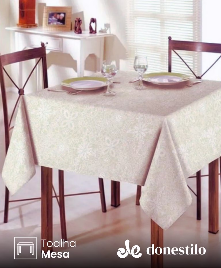 Toalha de Mesa Quadrada Döhler 4 lugares Athenas Eliete 1,40X1,40 m