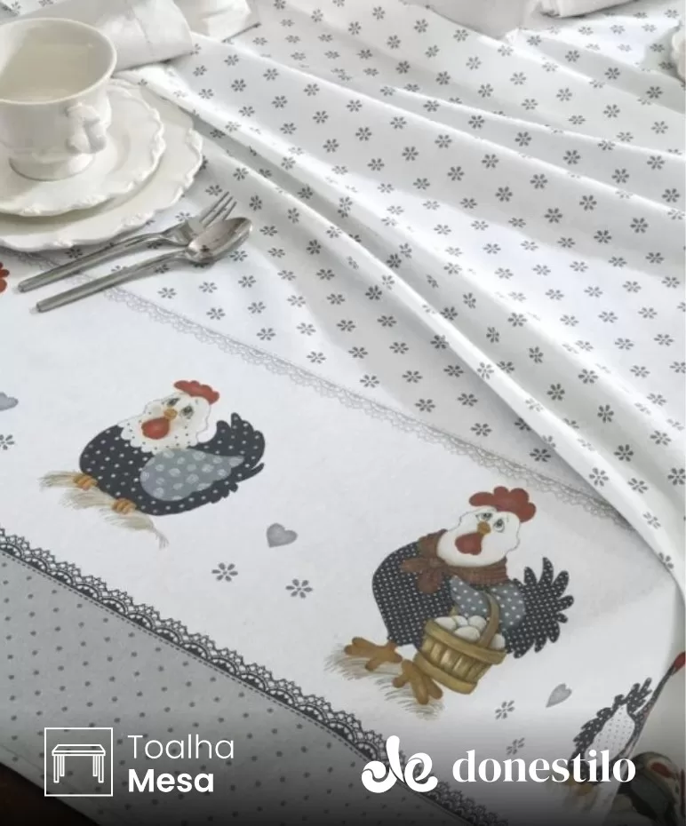 Toalha de Mesa Quadrada Döhler 4 lugares Renova Lia 1,40X1,40 m