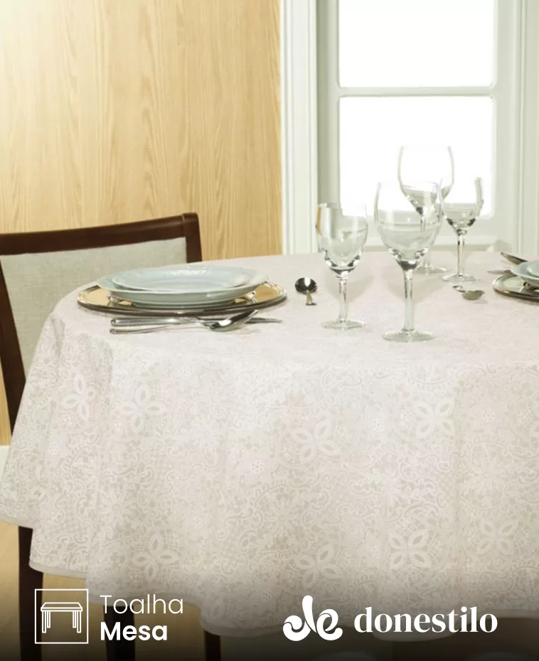 Imagen para el producto Toalha de Mesa Redonda Döhler 4 lugares Athenas Eliete medidas 1,60 m