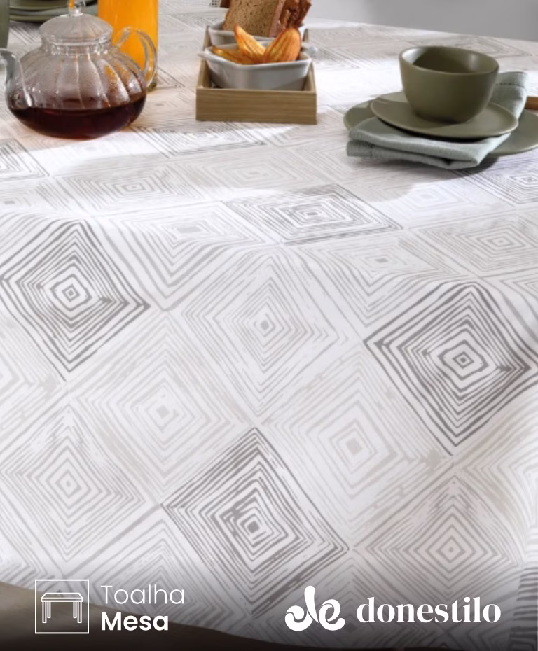 Toalha de Mesa Quadrada Döhler 4 lugares Athenas Martin 1,40X1,40 m