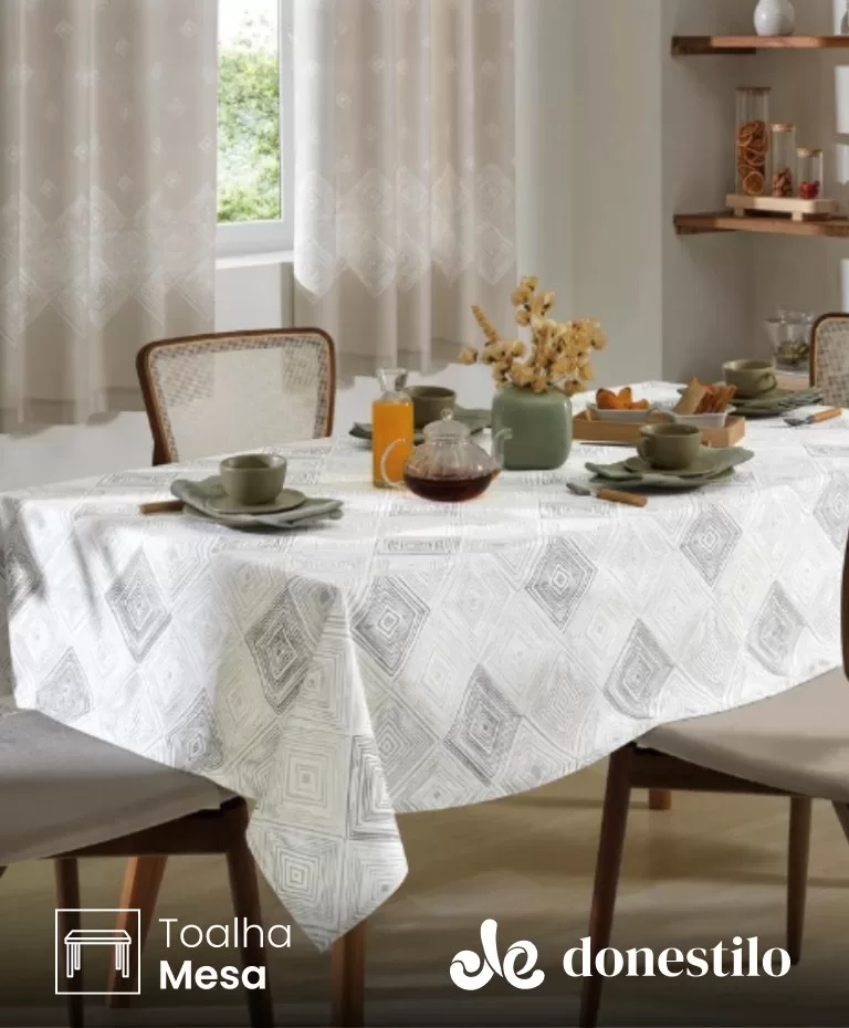 Toalha de Mesa Retangular Döhler 8 lugares Athenas Martin 1,60X2,50 m