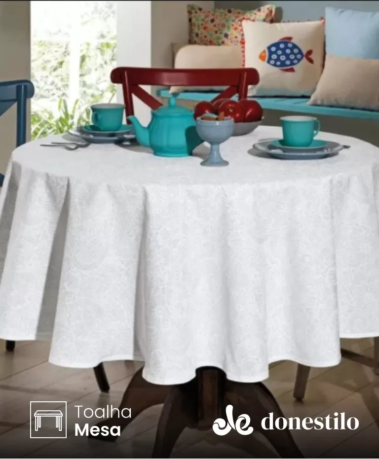 Toalha de Mesa Redonda Döhler 4 lugares Athenas Edite 1,60 m