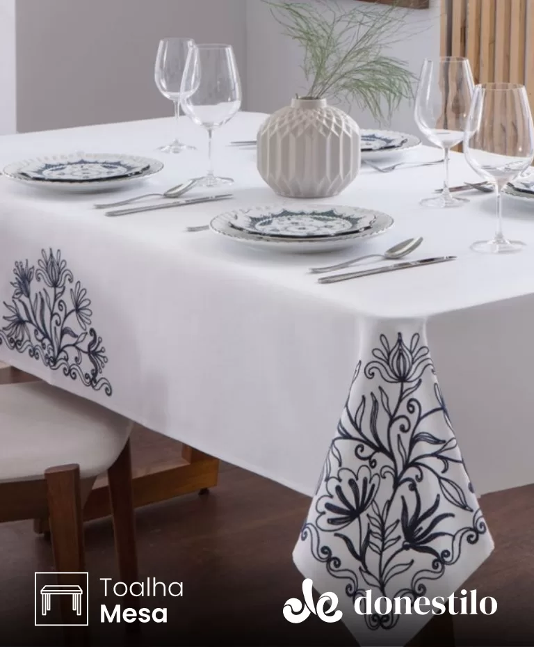 Toalha de Mesa Retangular Jolitex 6 lugares Holanda 1,50X2,20 m