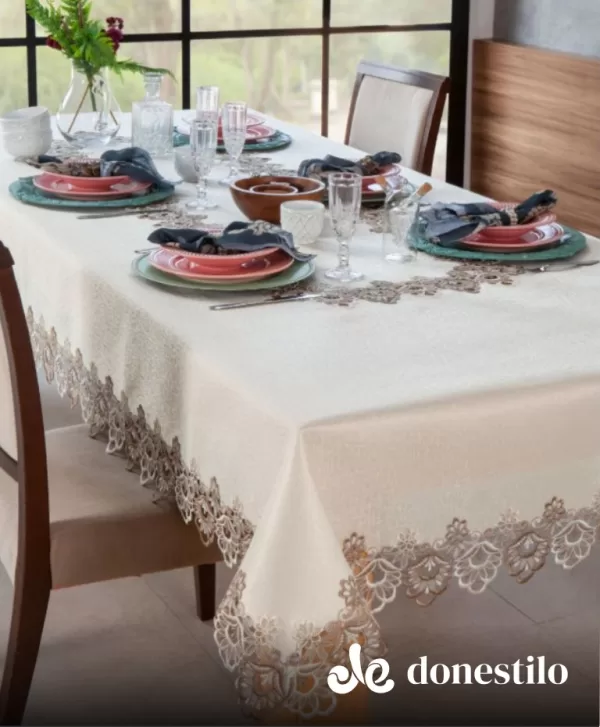 Toalha de Mesa Retangular Jolitex 6 lugares Veneza 1,50X2,20 m Fendi