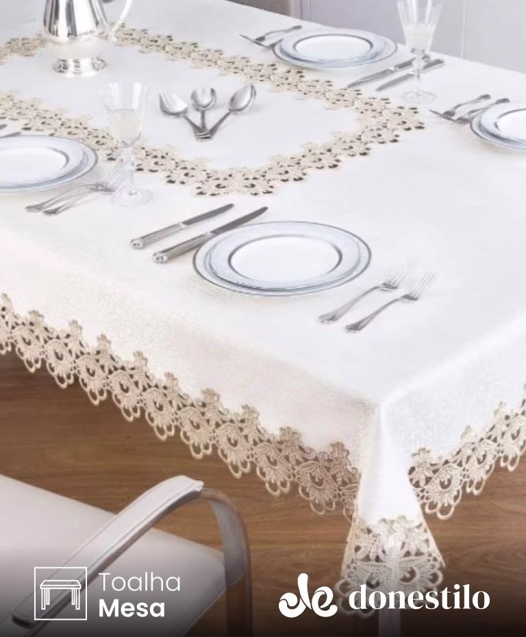 Toalha de Mesa Retangular Jolitex 8 lugares Veneza 1,60X2,70 m