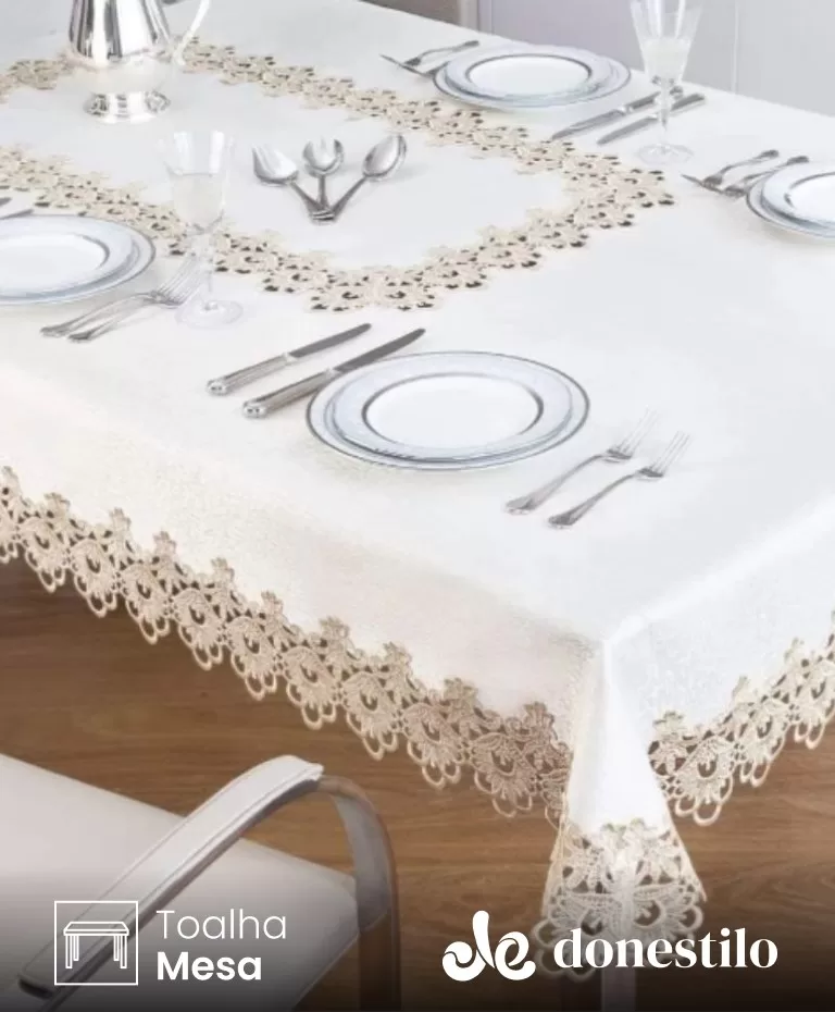 Toalha de Mesa Retangular Jolitex 8 lugares Veneza 1,60X2,70 m