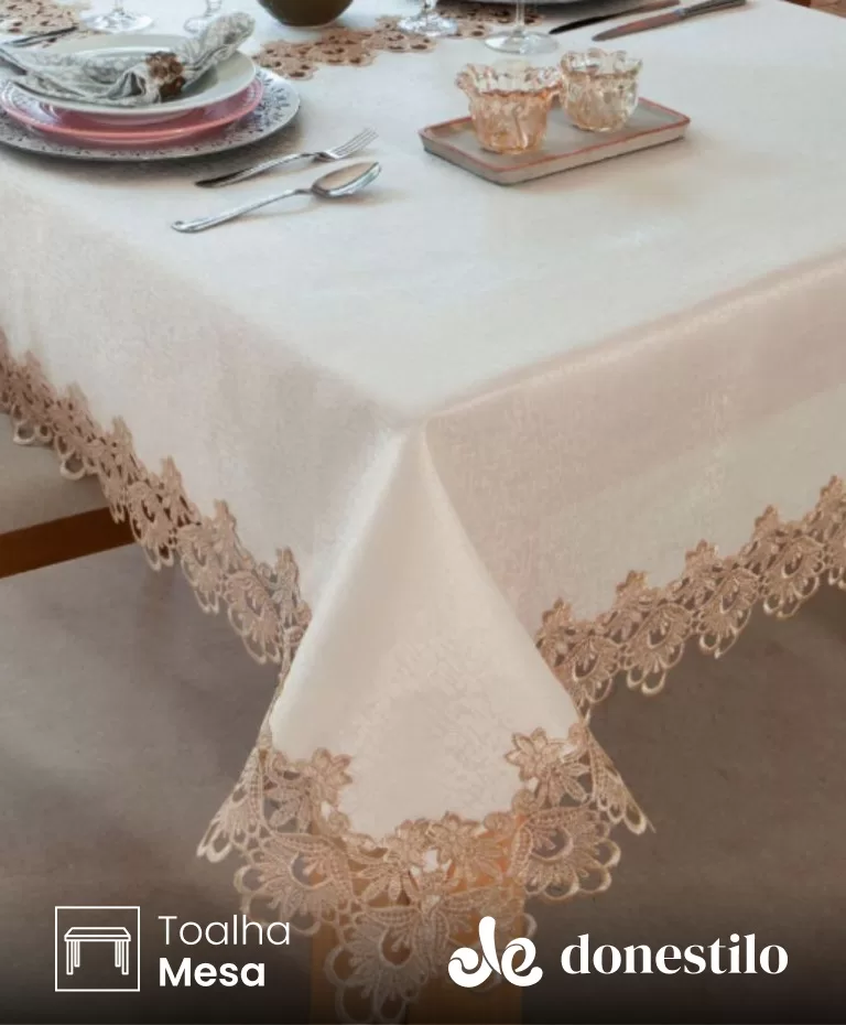 Toalha de Mesa Retangular Jolitex 8 lugares Veneza 1,60X3m