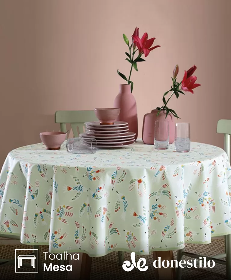 Imagen para el producto Toalha de Mesa Redonda Döhler 4 lugares Athenas Erica 1,60 m