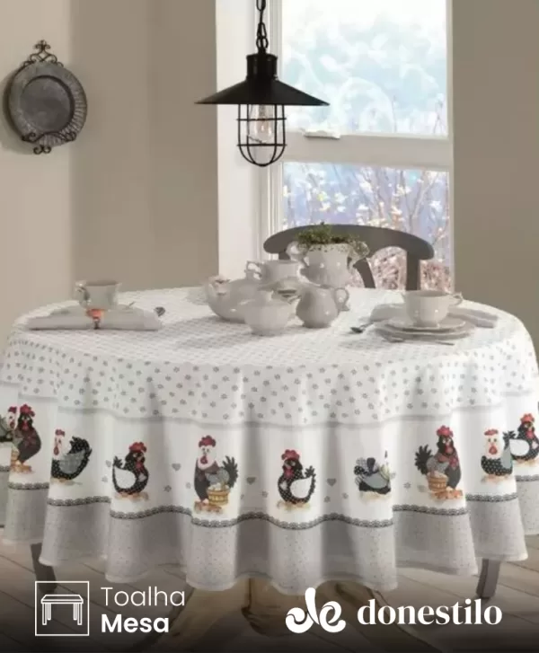 Imagen para el producto Toalha de Mesa Redonda Döhler 6 a 8 lugares Renova Lia 1,80 m