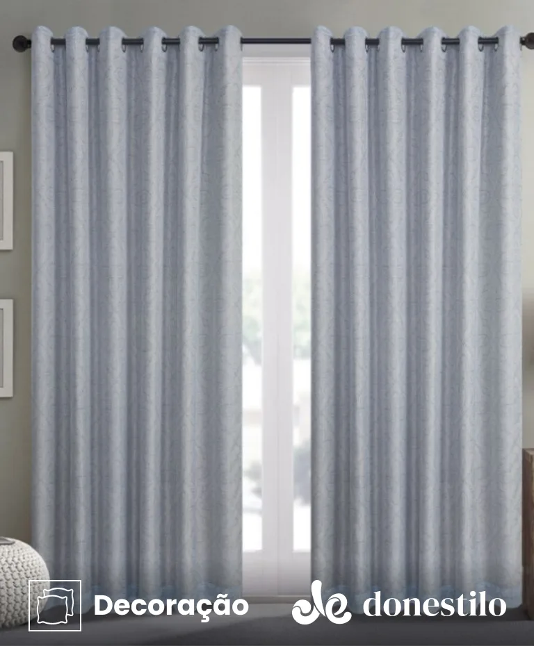 Cortina Voil Estampada com Forro Blackout Liso 4,50X2,50 m Jolitex imagen