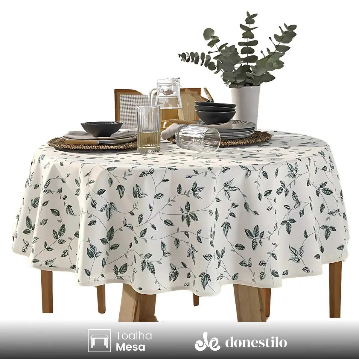 Imagem da Toalha de Mesa Redonda Athenas Botanica 01 - 1,60 M Dohler