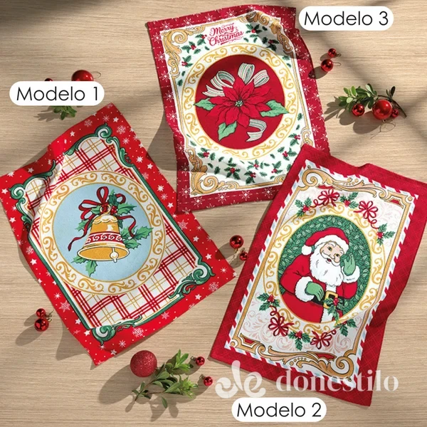 Pano de Copa Prata Estampado Döhler 45X65cm Natal 117